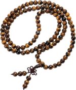 Jovivi Tibetan 6mm 8mm 108 Natural Tiger Eye Gemstone Beads Prayer Mala Bracelet Necklace