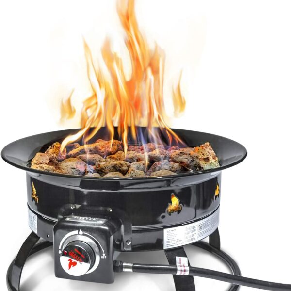 Outland Living Firebowl 893 Deluxe Outdoor Portable Propane Gas Fire Pit with Cover & Carry Kit, 19-Inch Diameter 58,000 BTU, Black