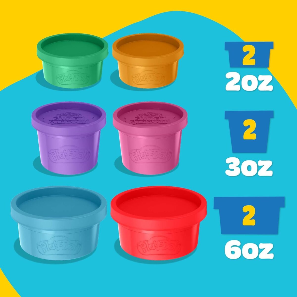 Play-Doh 6 Variety Compounds–Super Stretch, Play Foam, Butter, Cloud Dough for Kids, Sensory Dough, Kit, Gifts for Kids, Popular Kids Toys, Party Favors for Kids 8-12, Compound Packs - Image 5