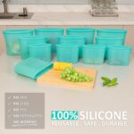 Reusable Food Bags, 12 Pack 100% Silicone Food Storage Bags Stand Up Zip Lock Container, Freezer Microwave Oven Dishwasher Safe, 4 Large 4 Medium 4 Small, Aqua - Image 2