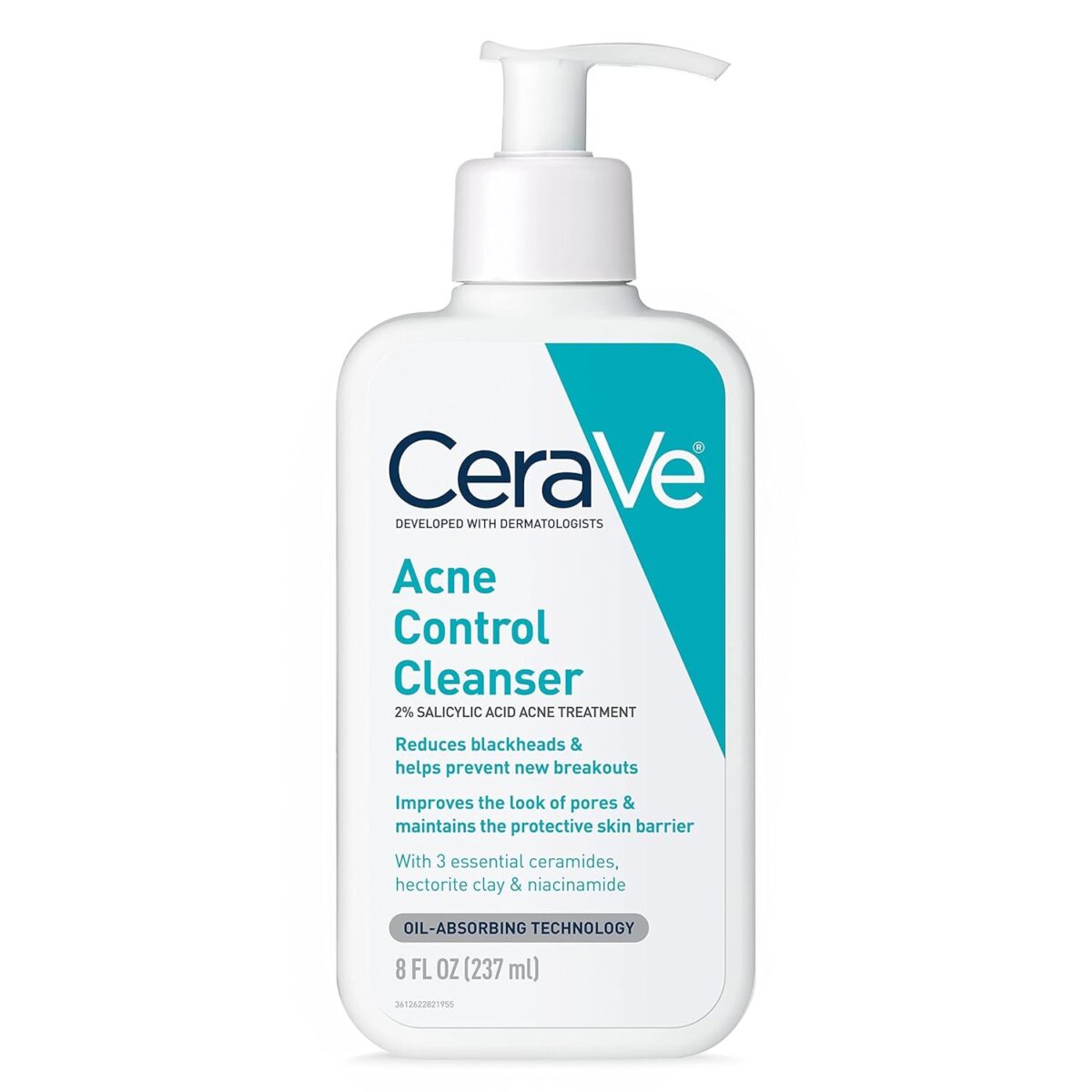 CeraVe Acne Treatment Face Wash, Salicylic Acid Cleanser with Purifying Clay, Niacinamide, and Ceramides, Pore Control and Blackhead Remover, 8 Ounce - Image 1