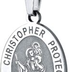 PROSTEEL Stainless Steel Saint Christopher Necklace for Men, 22"-24" Adjustable, Black/18K Gold Plated, Patron Saint of Travellers, Come with Box