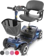 Vive 4 Wheel Mobility Scooter - Electric Powered Wheelchair Device - Compact Heavy Duty Mobile for Travel, Adults, Elderly - Long Range Power Extended Battery with Charger & Basket (FSA/HSA Eligible)