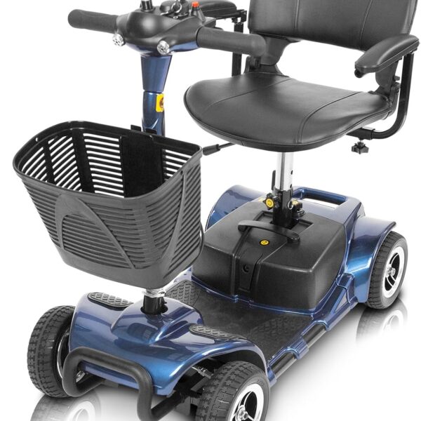 Vive 4 Wheel Mobility Scooter - Electric Powered Wheelchair Device - Compact Heavy Duty Mobile for Travel, Adults, Elderly - Long Range Power Extended Battery with Charger & Basket (FSA/HSA Eligible)