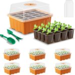 GooingTop Seed Starter Tray, 6 Pack 72 Cells Plant Grow Kit with Adjustable Humidity Vent for Mini Greenhouse Garden Germination,Bonsai Seedlings Starting Growing