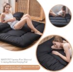 MAXYOYO Japanese Floor Mattress Futon Mattress, 4" Thicken Tatami Mat Sleeping Pad Foldable Roll Up Mattress Boys Girls Dormitory Mattress Pad Kids Floor Lounger Pillow Bed, Black, Twin Size - Image 3