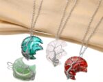 Bestyle Tree of Life Wrapped Healing Crystal Necklaces 12 Month Birthstone Pendant for Women, Crescent/Heart Gemstone Jewelry, Vintage Birthday Gifts/Energy Gift - Image 5
