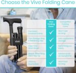 Vive Folding Cane - Foldable Walking Cane for Men, Women - Fold-up, Collapsible, Lightweight, Adjustable, Portable Hand Walking Stick - Balancing Mobility Aid - Comfortable Ergonomic Handle - Image 7