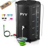 PYY Rain Water Collection Barrel - 100 Gallon Black Water Storage Tank with Spigots, Hose and Portable Bucket, Large Plastic Collapsible Rain Catcher Catchment System to Collect Rainwater from Gutter