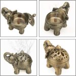 K COOL Metal Backflow Incense Holder Elephant Cone Coil Incense Burner Ash Catcher with Lid, Aromatherapy Ornament Home Office Decoration for Indoor Outdoor (Bronze) - Image 6