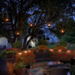 Solar Hanging Lanterns Outdoor Waterproof, Rust Iron Ball Candle Holder with Flickering Solar Powered Tea Lights, Perfect Chargeable Solar Lights for Backyard Patio Garden Fence Tree Decoration-4Pack - Image 6