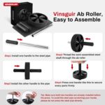 Vinsguir Ab Roller Wheel - Ab Workout Equipment for Difficult Abdominal & Core Strength Training, Home Gym Fitness Equipment, Exercise Wheel for Men Women (Black) - Image 6