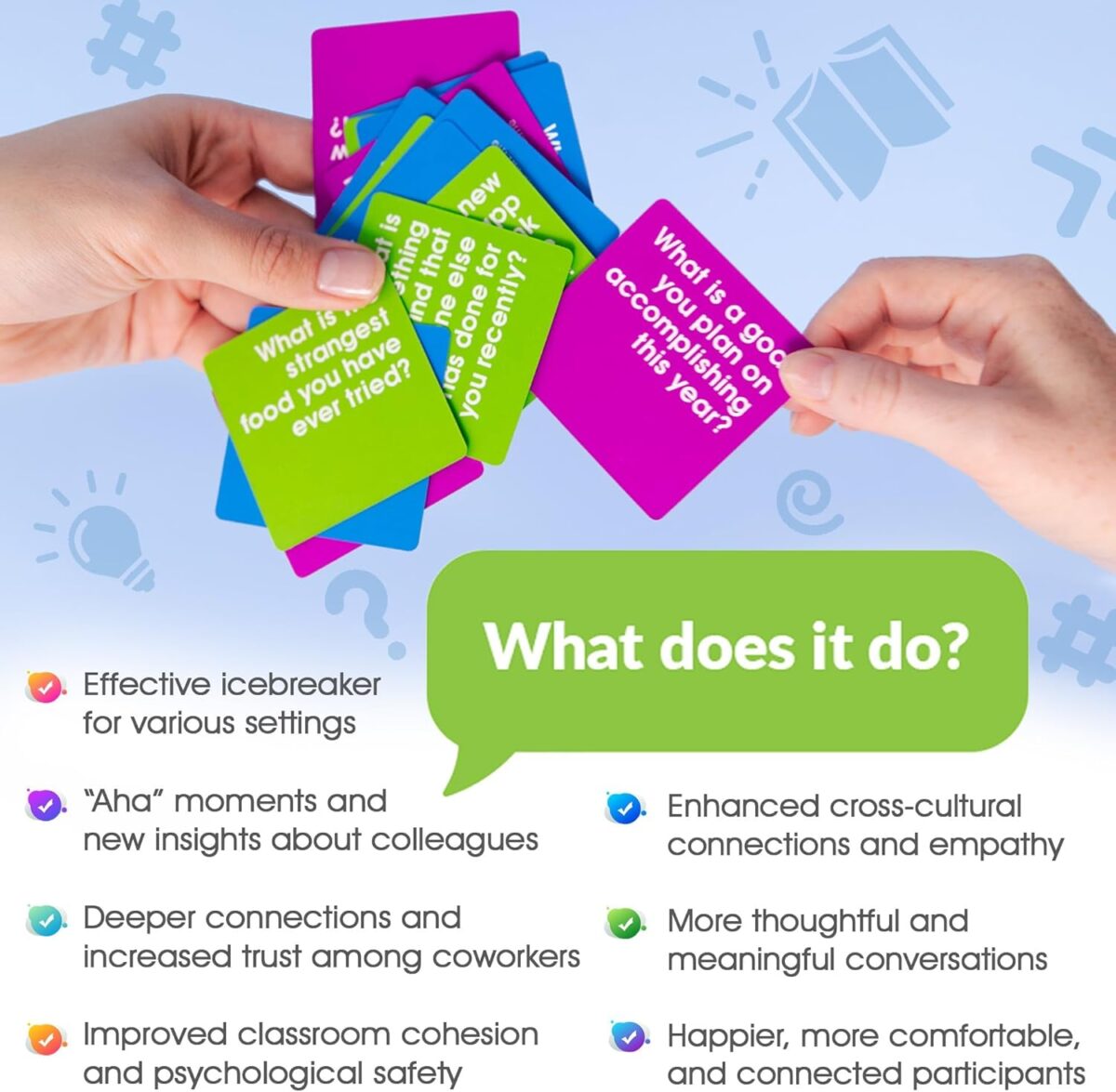 Connect Cards - Icebreaker Conversation Starter Card Games | Team Building Game for Work | Group Connection Activities for Adults | Featured by TEDx (60 Cards) - Image 2