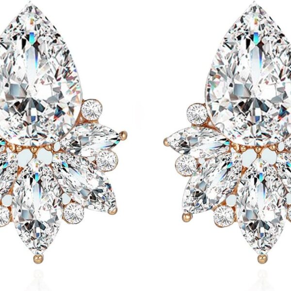 Vintage Rhinestone Earrings Fancy Crystal Cluster Drop Earrings Art Deco Earrings for Women