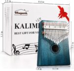 FLSEPAMB Kalimba 17 Key Thumb Piano with Mahogany Wood Portable Mbira Finger Piano Gifts for Kids and Piano Beginners Professional (Blue) - Image 6