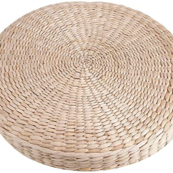 Meditation Cushion, Tatami Floor Pillow Seating for Adults Cushion Seat Round Pouf Filling Floor Cushion with Soft Sponge Filling Ottoman Foot Rest for Living Room Bedroom Beige, 15.75" x 2.36"
