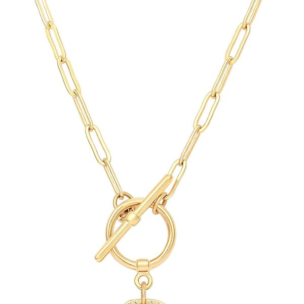 Aobei Pearl 18K Gold Moon Star Lion Evil Eye Love Heart Pendant Necklace Medallion Paperclip Chian Choker Layering Jewery for Women
