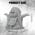 Buddha Sandstone Statues, Zen Monk Praying Statue Sculptures Ornament for Wealth Good Luck Feng Shui Decor Home Office Car Decoration(Laughing Buddha) - Image 2