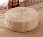 HUAWELL Japanese Style Handcrafted Eco-Friendly Breathable Padded Knitted Straw Flat Seat Cushion, Hand Woven Tatami Cushion Best for Zen, Yoga Practice or Buddha Meditation (19.7)
