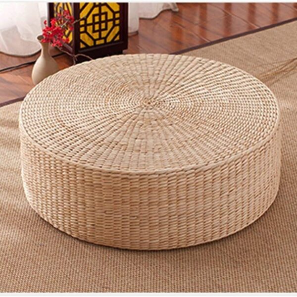 HUAWELL Japanese Style Handcrafted Eco-Friendly Breathable Padded Knitted Straw Flat Seat Cushion, Hand Woven Tatami Cushion Best for Zen, Yoga Practice or Buddha Meditation (19.7)