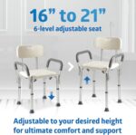 Medline Shower Chair Seat with Padded Armrests and Back | Heavy Duty for Bathtub | Slip Resistant with Adjustable Height | with 350 lb Capacity - Image 4