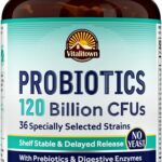 VITALITOWN Probiotics 120 Billion CFUs | 36 Strains, with Prebiotics & Digestive Enzymes for Men Women | Shelf Stable | Digestive Health & Immune Support | Vegan, Non-GMO | 30 Delayed Release Veg Caps