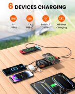 SOARAISE Solar Charger 25000mAh Wireless Portable Charger, 20W Fast Charging Power Bank with Built-in 3 Cables, PD QC 3.0 Phone Battery Pack with 4 Solar Panels & Flashlights for Camping - Image 3