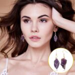 8 Pairs Handmade Crystal Drop Earrings for Women Natural Raw Amethyst Dangling Earrings Healing Crystals Earrings Sets - Image 5