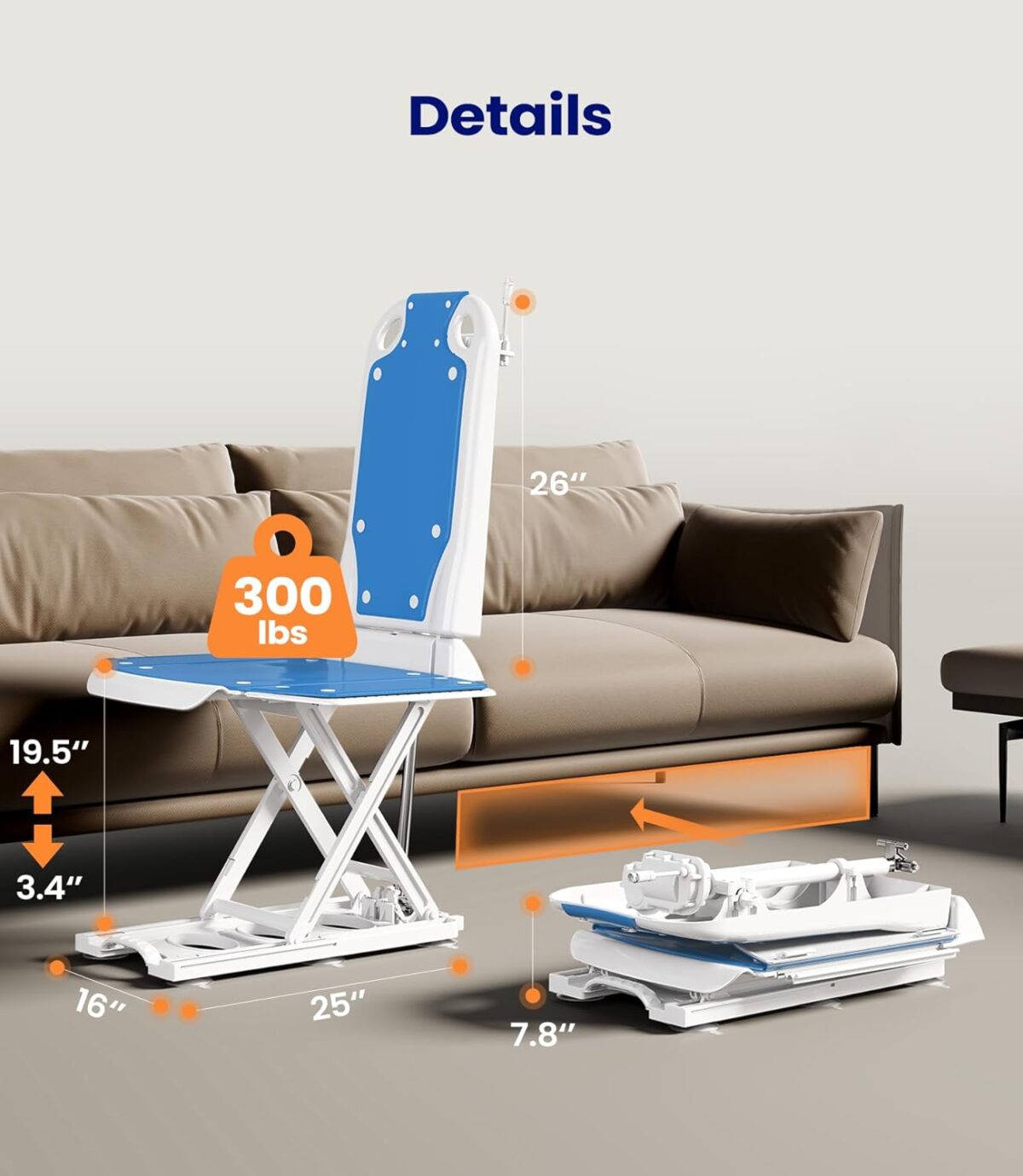 MAIDeSITe Electric Chair Lift, Get Up from Floor, Floor Lift for Elderly, Can be Raised to 20”, Help You Stand Up Again, Support Up to 300 LBS, Item Weight 30 LBS, FSA HSA Eligible, JC35M3 - Image 5