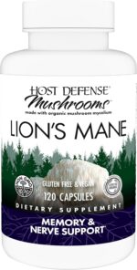 Host Defense Mushrooms Lion's Mane - Supplement Capsules for Brain Health Support - Mushroom Support for Focus & Memory Function - Immune & Nervous System Supplement - 120 Capsules (60 Servings)