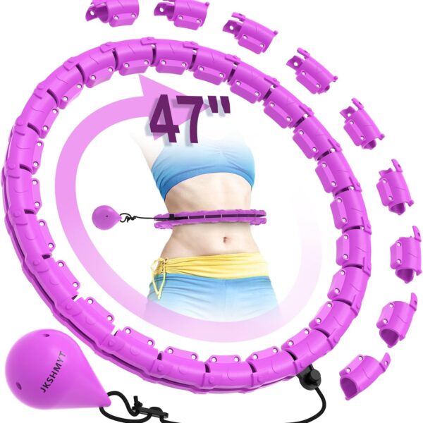 JKSHMYT Weighted Hula Circle Hoops for Adults Weight Loss, Infinity Fitness Hoop Plus Size 47 Inch, 24 Detachable Links, Exercise Hoop Suitable for Women and Beginners
