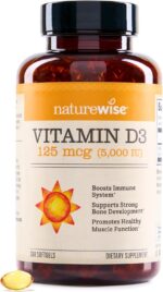 NatureWise Vitamin D3 5000iu (125 mcg) 1 Year Supply for Immune Support, Healthy Muscle Function, and Bone Health - Non-GMO, Gluten Free in Organic Extra Virgin Olive Oil, (Mini Softgel), 360 Count