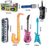 Inflatable Rock Star Toy Set, 7 Pack Inflatable Boom Box Mobile Phone Guitar Bass Party Props for 80's 90's Party Decorations, Rock and Roll Party Favors Supplies, Christmas Birthday Party Gifts. - Image 6