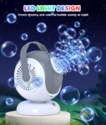 Bubble Machine - Automatic Bubbles Blower for Kids, Toddlers - 360° Oscillation & 75° Adjustment Bubble Toys with LED Light - Gifts for Boys, Girls, Easter, Outdoor, Birthday, Party Use - Image 3