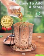 Solar Bird Feeders for Outdoors Hanging - Premium Grade Metal Bird Feeder, Chew-Proof, Weather and Water Resistant Wild Bird feeders, Outside and Garden Decoration-New - Image 6