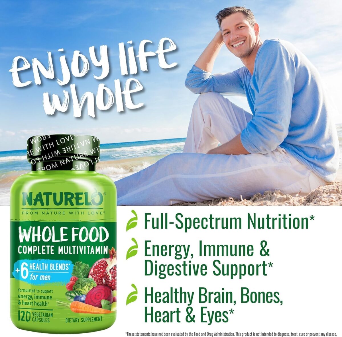 NATURELO Mens Multivitamins - Whole Food Multivitamin for Men with Vitamins, Minerals - 120 Vegetarian Capsules for Energy, Brain, Heart, Eye Health - Image 7