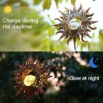 Solar Wind Chimes, Sun Wind Chime Outdoor Clearance w/Glowing Crackle Glass LED Unique Wind Bells for Outside Waterproof Chimes, Gifts for Her/Him (42" Long Metal Chimes)… - Image 2