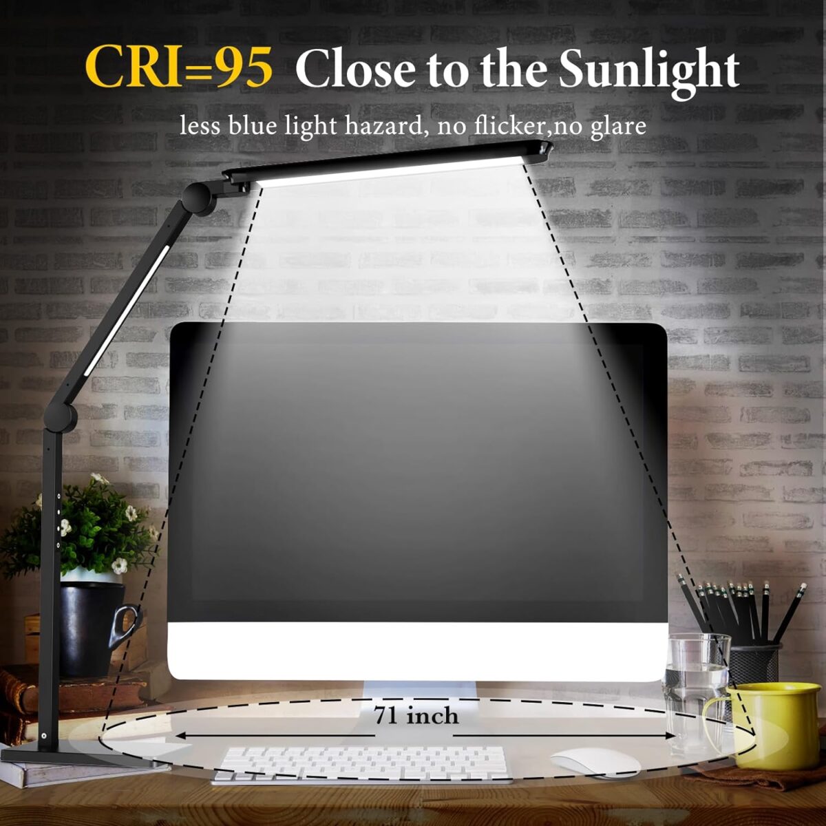 LED Desk Lamp for Home Office,Creative Touch Reading Light, with Memory Dual Light and Adjustable Swing Arm,15W 4 CCT Eye-Care Modes & 4 Brightness Levels Table Lamp with USB Charging Ports-Black - Image 4
