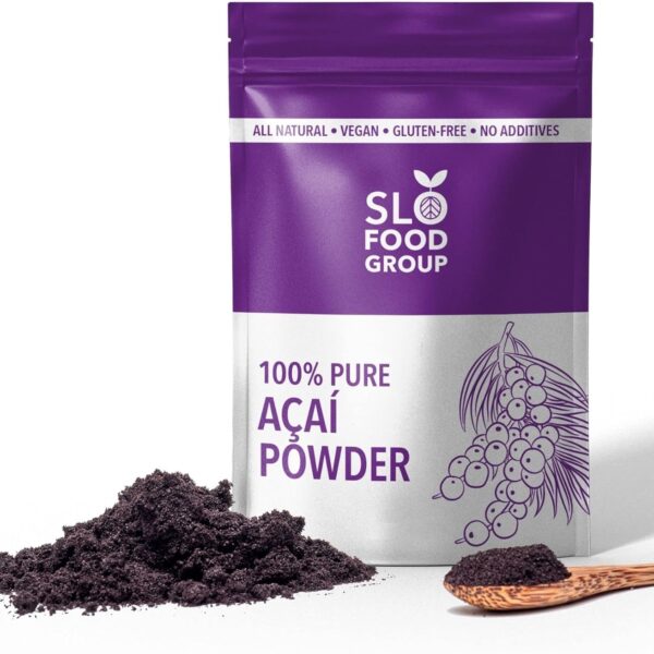 Slofoodgroup Freeze Dried Açaí Powder - Pure Acai Powder from Brazil (.25Lb/4oz Açaí), Acai Fruit Powder