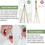 T4U Hanging Planter Self Watering 8 Inch, 2 Pack White Indoor Outdoor Hanging Plant pots, Hanging Flower Pot with Drainage Hole & Plug & Chain with 3 Hooks for Garden Home Decor - Image 5