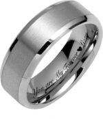 Personalized Men's Brushed With Beveled Mirror Edge Silver Ring Custom Engraved Free In Any Language - Silver Wedding Band - Ships from USA - Image 7