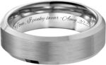 Personalized Men's Brushed With Beveled Mirror Edge Silver Ring Custom Engraved Free In Any Language - Silver Wedding Band - Ships from USA - Image 9