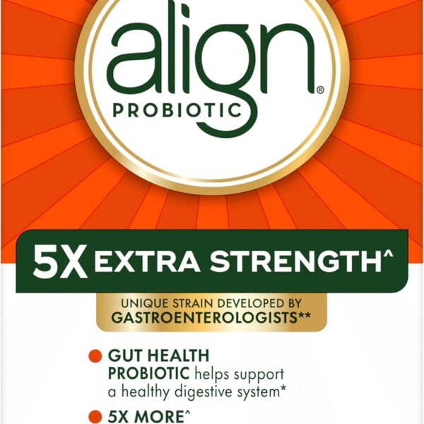 Align Probiotic Extra Strength, Probiotics for Women and Men, #1 Doctor Recommended Brand‡, 5X More Good Bacteria^ to Help Support a Healthy Digestive System*, 42 Capsules (Packaging May Vary)
