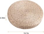 Meditation Cushion, Tatami Floor Pillow Seating for Adults Cushion Seat Round Pouf Filling Floor Cushion with Soft Sponge Filling Ottoman Foot Rest for Living Room Bedroom Beige, 15.75" x 2.36" - Image 3