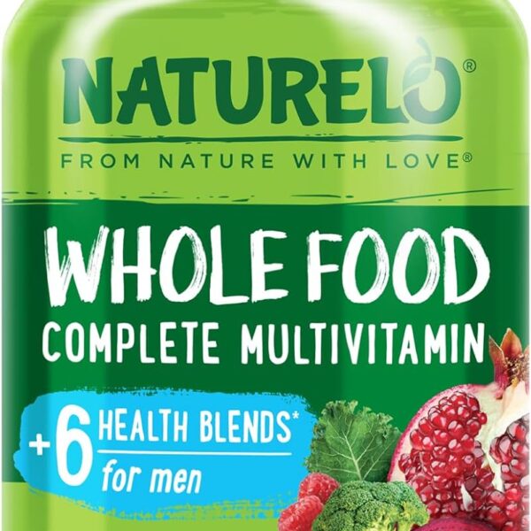 NATURELO Mens Multivitamins - Whole Food Multivitamin for Men with Vitamins, Minerals - 120 Vegetarian Capsules for Energy, Brain, Heart, Eye Health