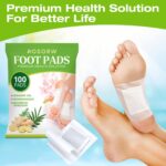 Natural Herbal Foot Pads - 100 Pack Ginger Oil & Bamboo Charcoal Premium Foot Care Patches - Relieves Stress and Fatigue - Improves Sleep and Supports Body Cleansing - Image 8