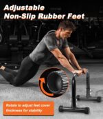 Push Up Bar, 12 Inch High Non-Slip Parallettes Bars & Dip Bars With Foam Handles, Heavy-Duty No Wobbling Calisthenics Equipment For Handstand, L-Sit, Gymnastics, Strength Training Home Gym Use - Image 6