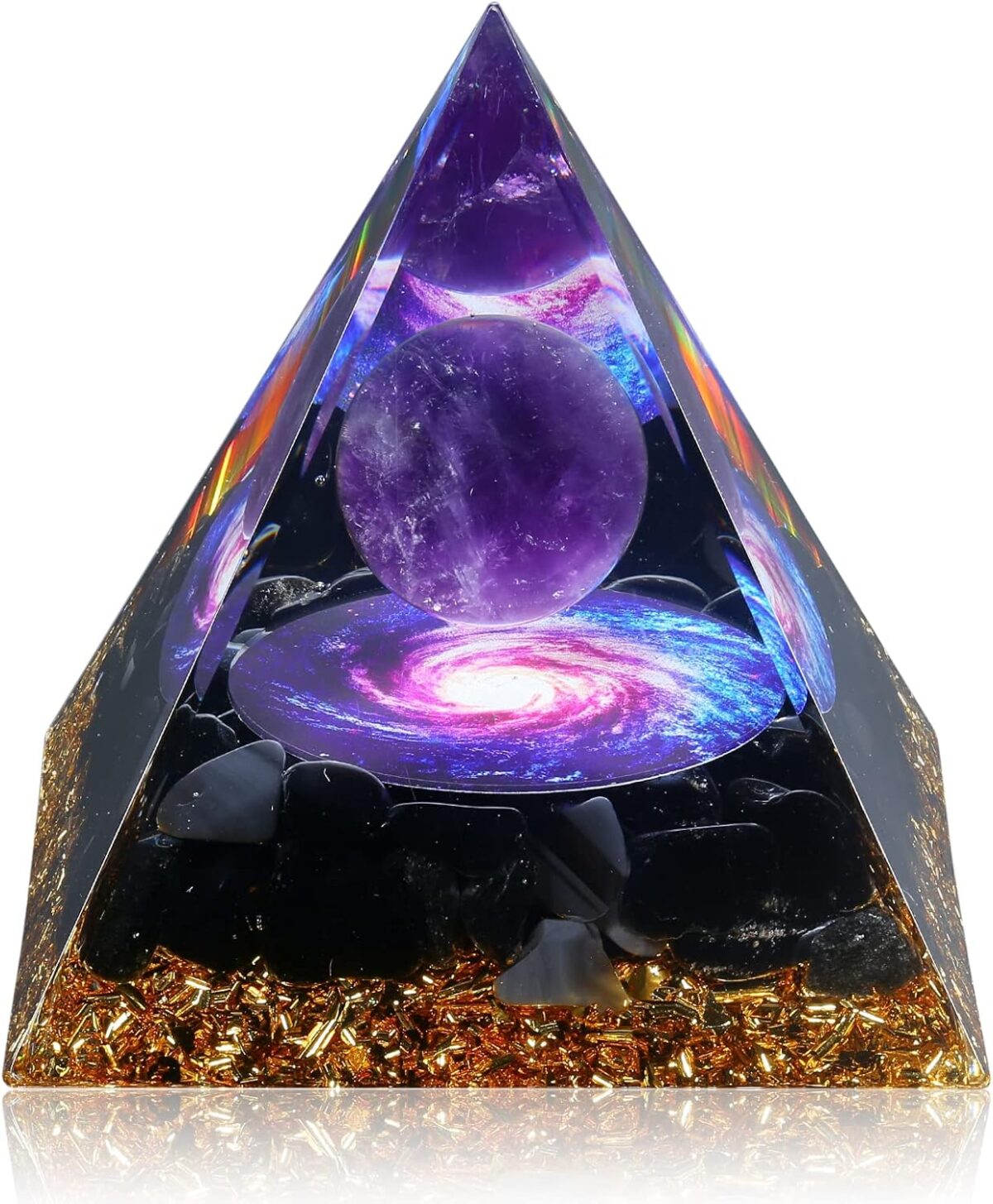 Hopeseed Orgone Pyramid for Positive Energy, Orgonite Amethyst&Obsidian Healing Crystal Pyramids for Reduce Stress Chakra Reiki Healing Meditation Attracts Lucky and Success - Image 1