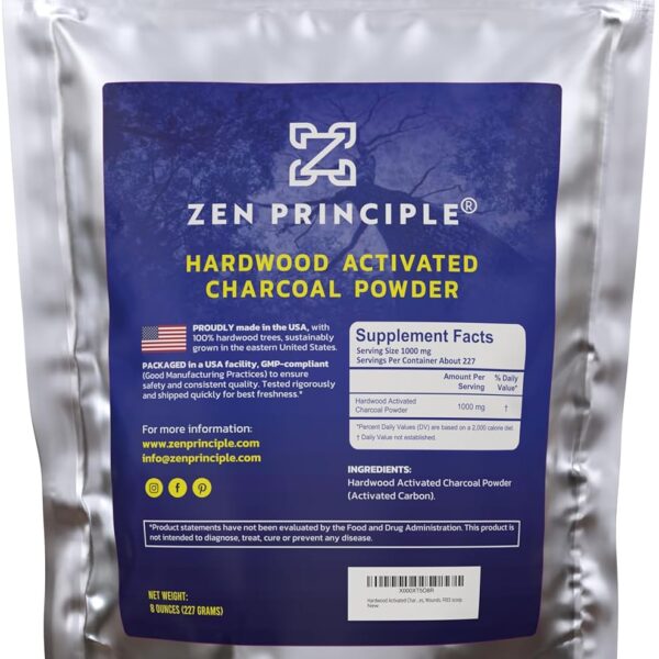 Hardwood Activated Charcoal Powder, 100% USA Trees, 8 oz