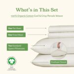 California Design Den 100% Organic Cotton Queen Sheet Set - Crisp Cotton Percale Sheets Queen, Deep Pockets, GOTS Certified, Cool and Durable Bedding Set - Ivory - Image 4